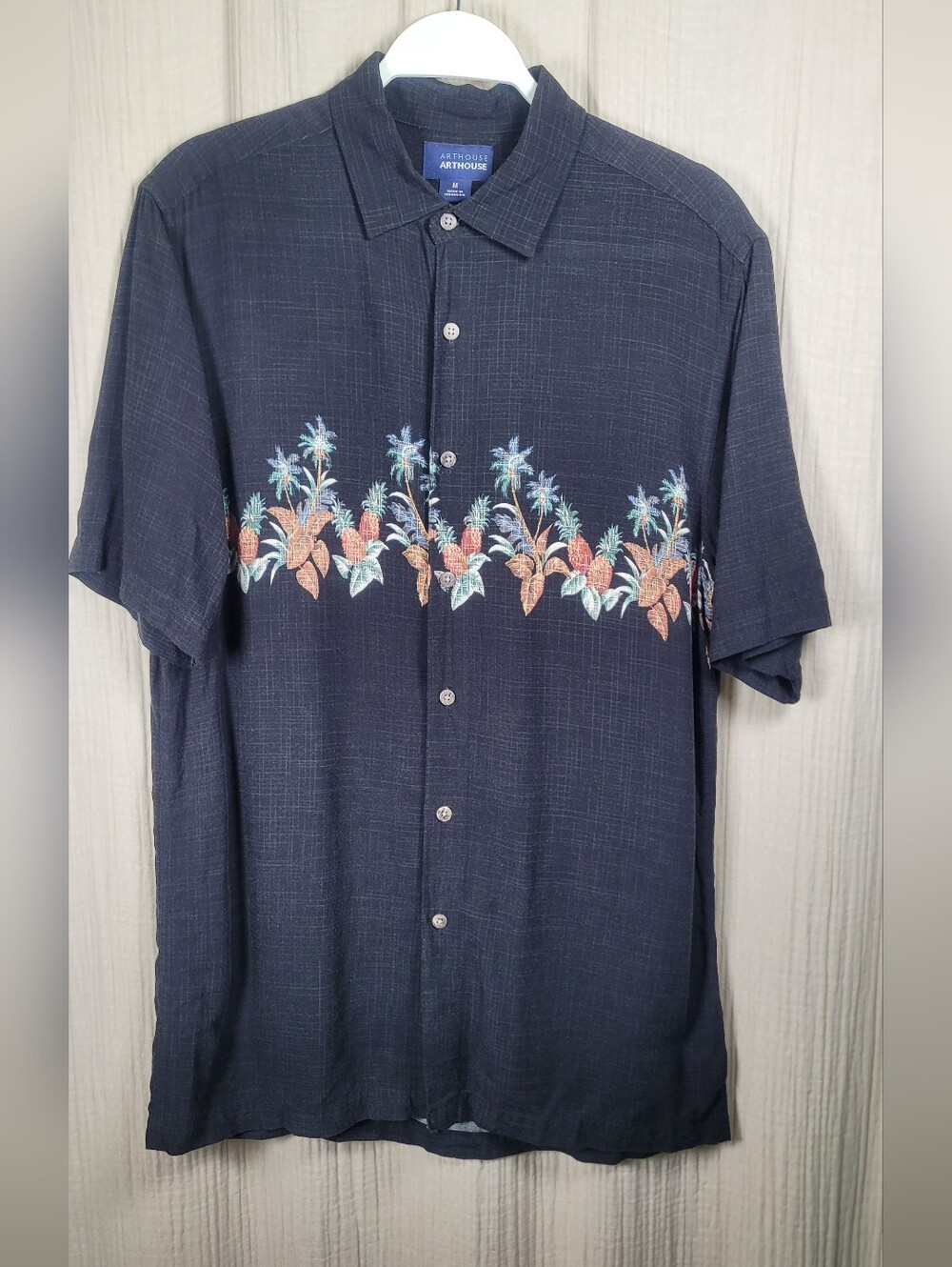 Arthouse Black Pineapple-Print Camp Shirt Hawaiian Tropical